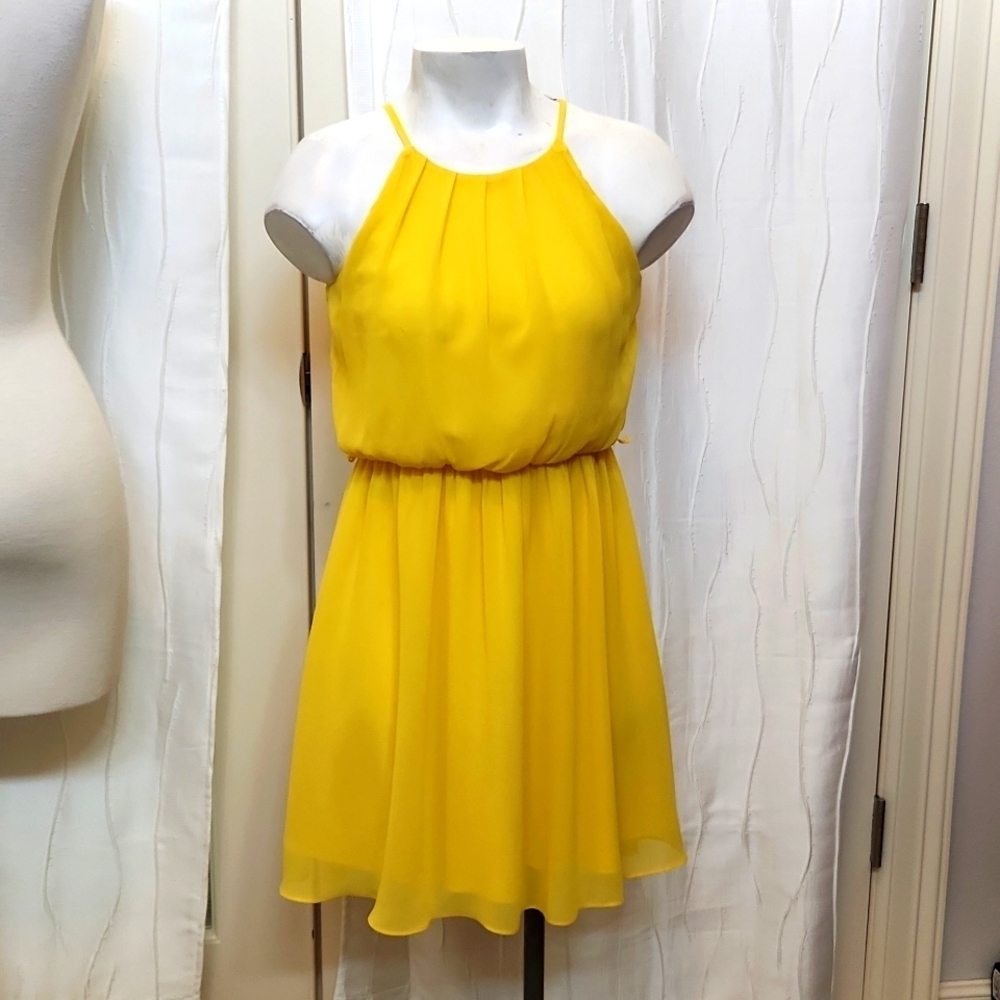 BCX Yellow Layered Halter Sundress